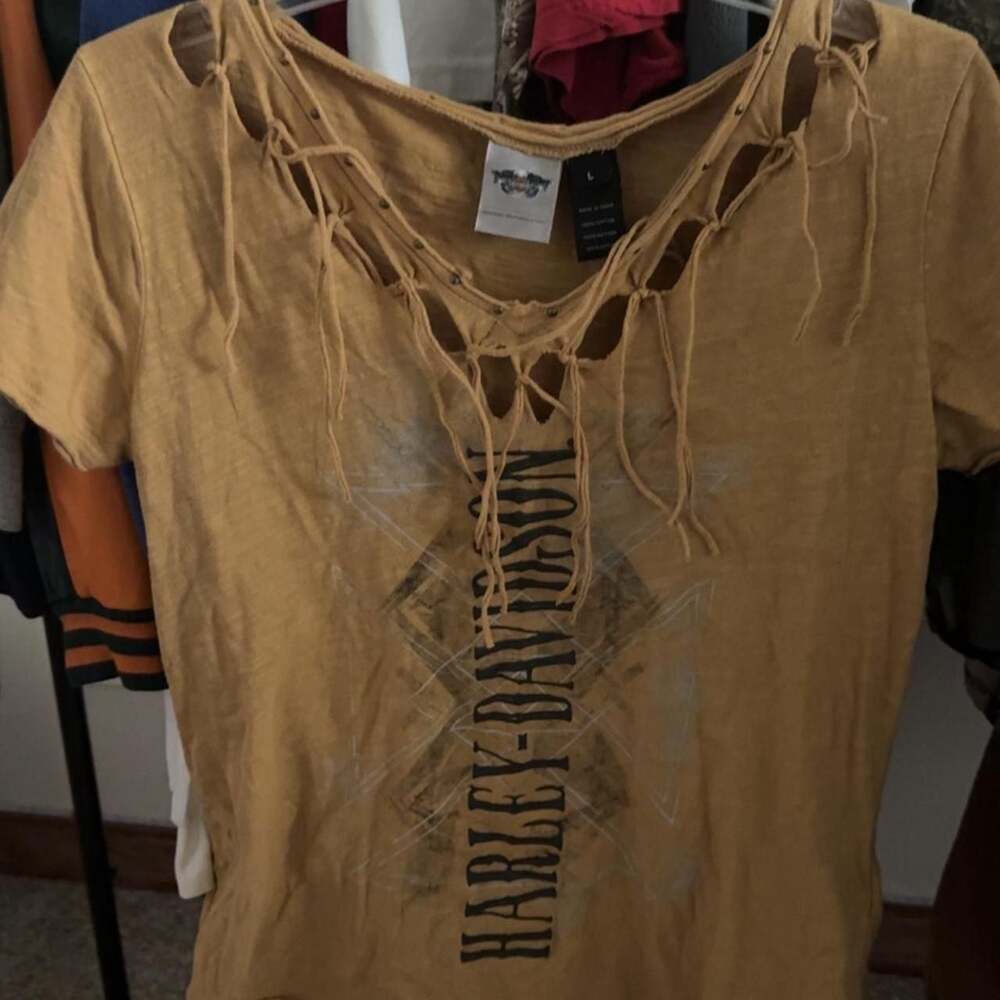 Harley-Davidson Lace-Up Cutout Graphic T-Shirt